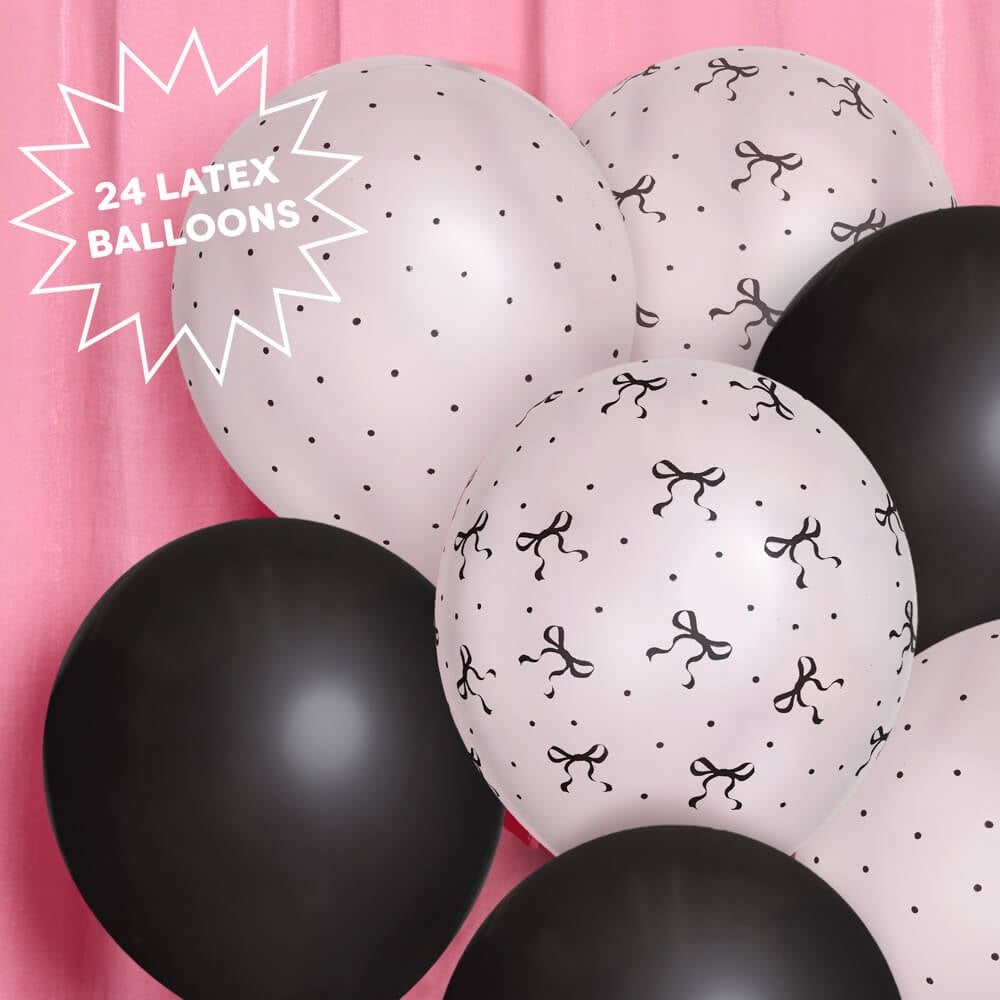 Black & White Bow Balloon Set