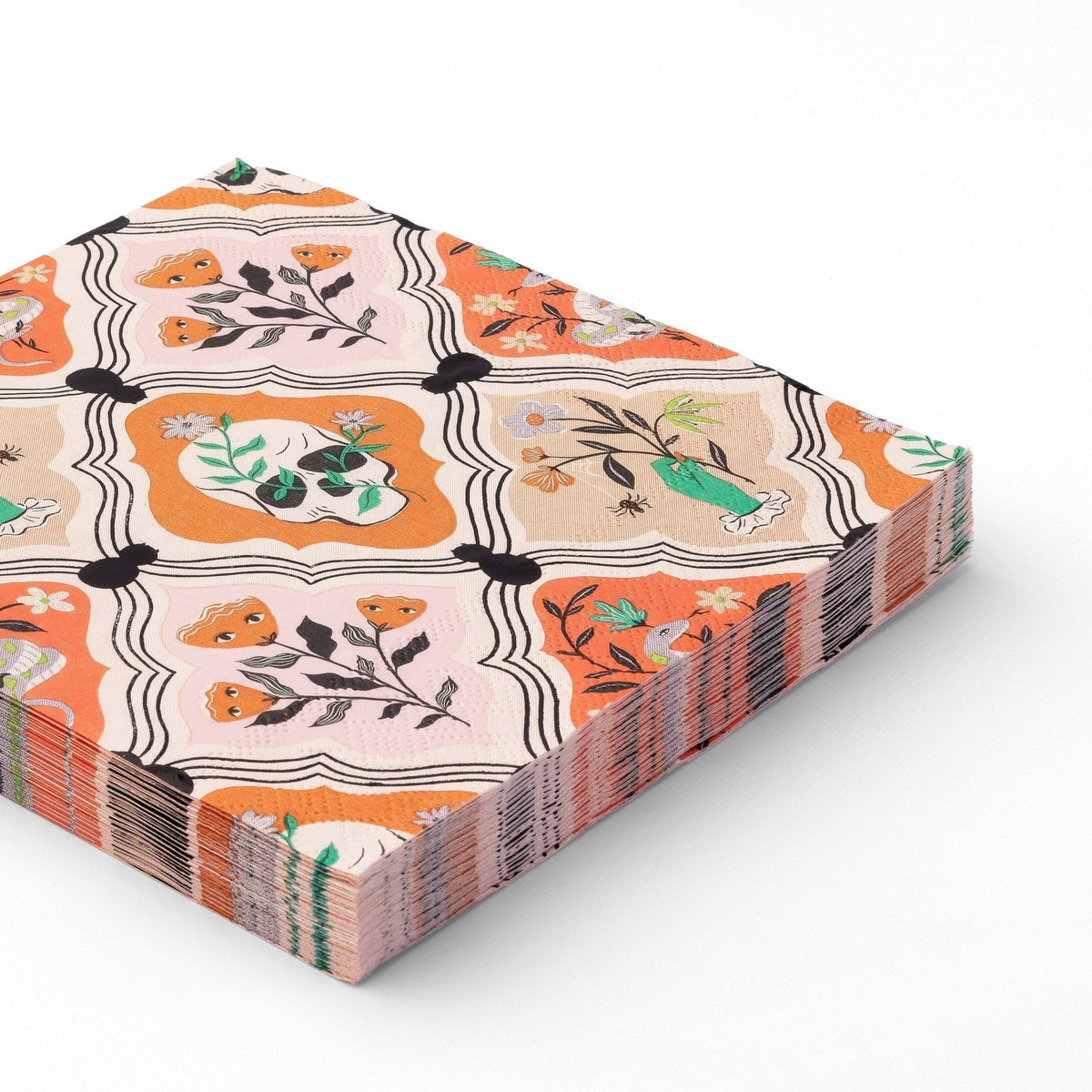 Floral Halloween Skulls & Spiders Dinner Napkins