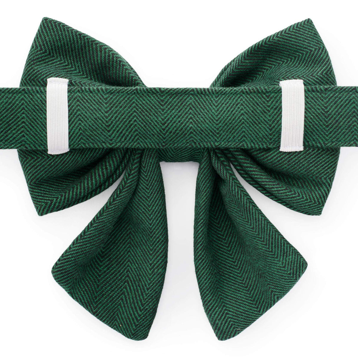 Evergreen Herringbone Flannel Lady Dog Bow