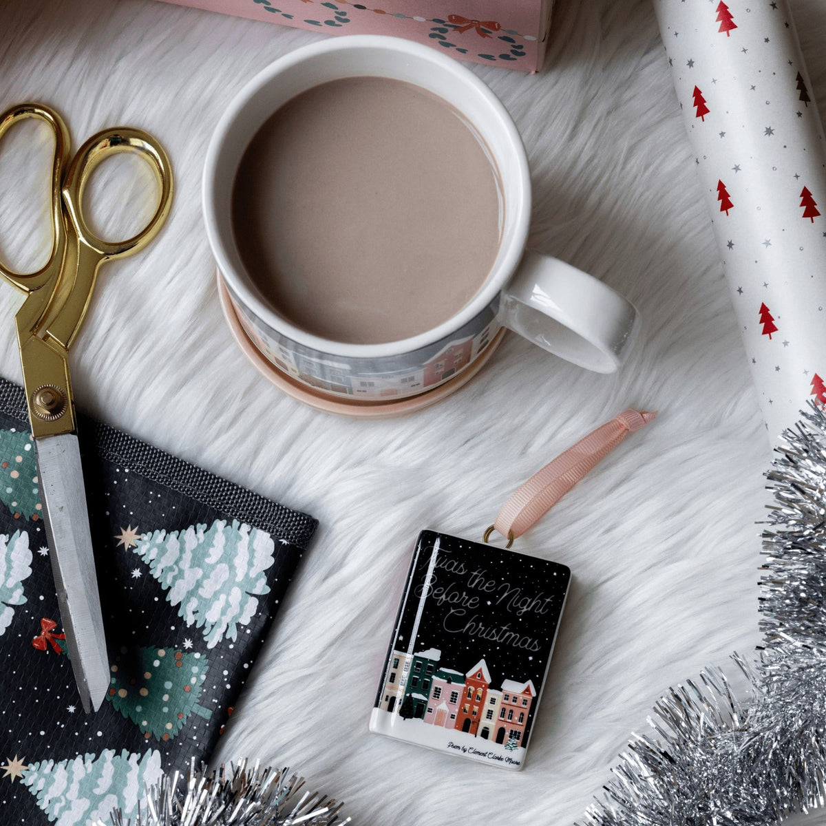 Holiday Village Ceramic Mug with Coaster