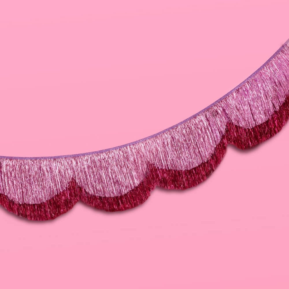 Pink Scalloped Fringe Banner
