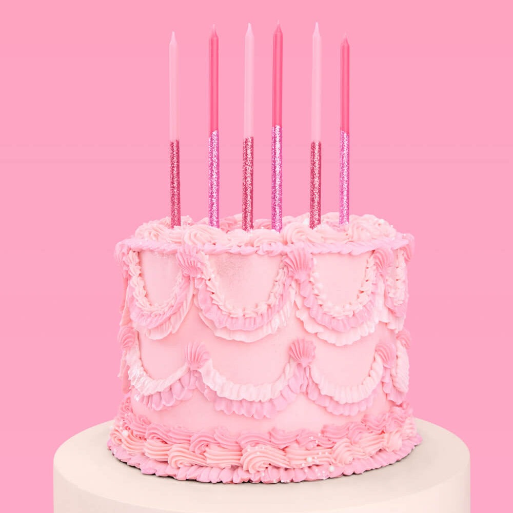 Shades of Pink Glitter Birthday Candles