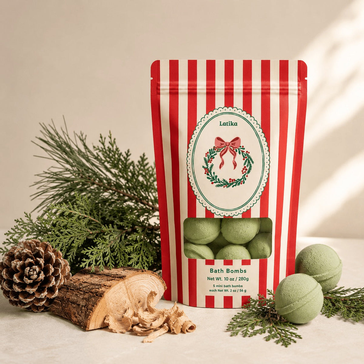 Pine and Cedarwood Christmas Mini Bath Bombs