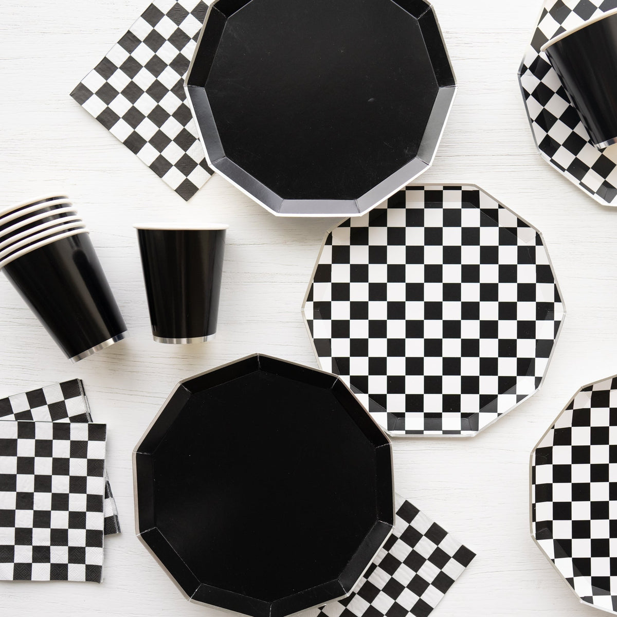 Black & White Signature Checker Large Napkins