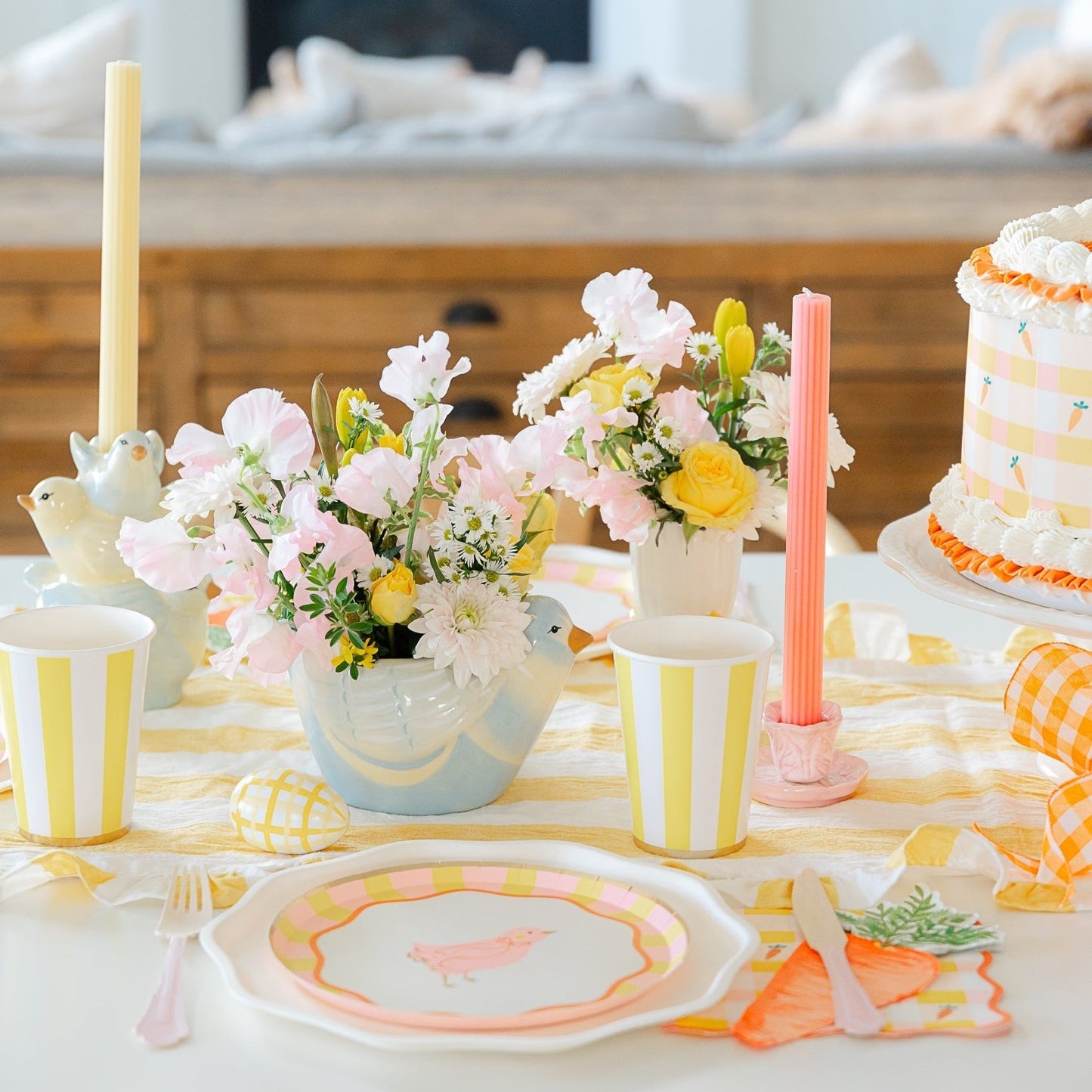 Soleil Yellow Signature Cabana Stripe Cups
