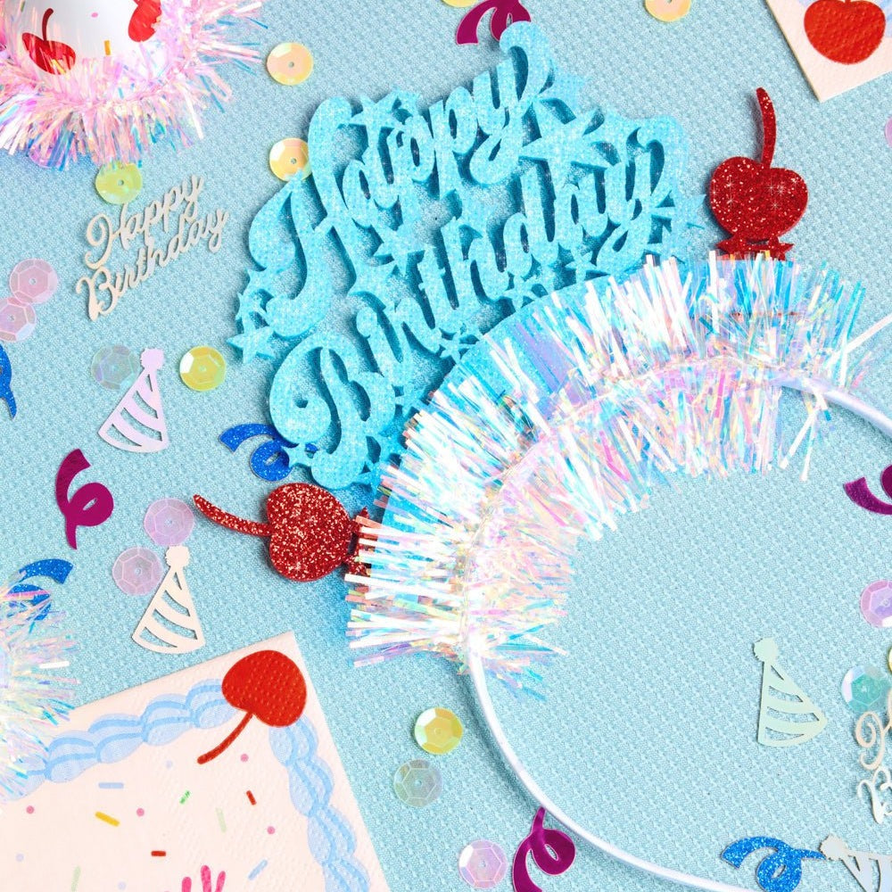 Cherry Tinsel Birthday Headband