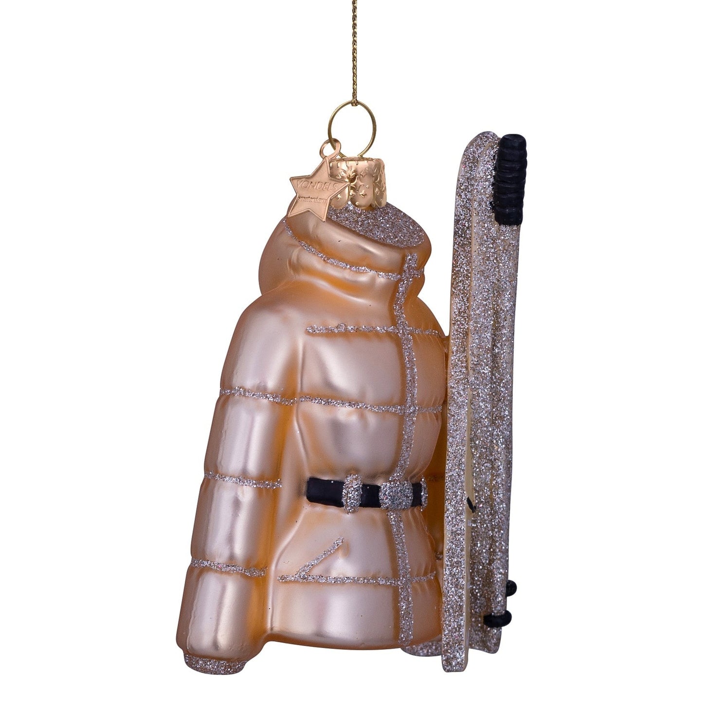 Gold Ski Jacket Glass Ornament