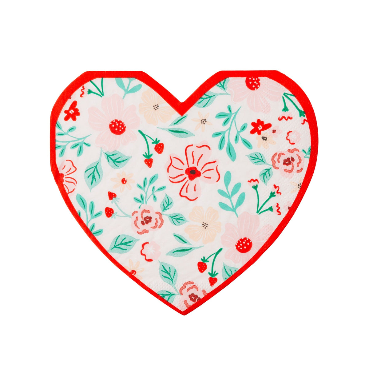 Pink & Red Floral Heart Large Napkins