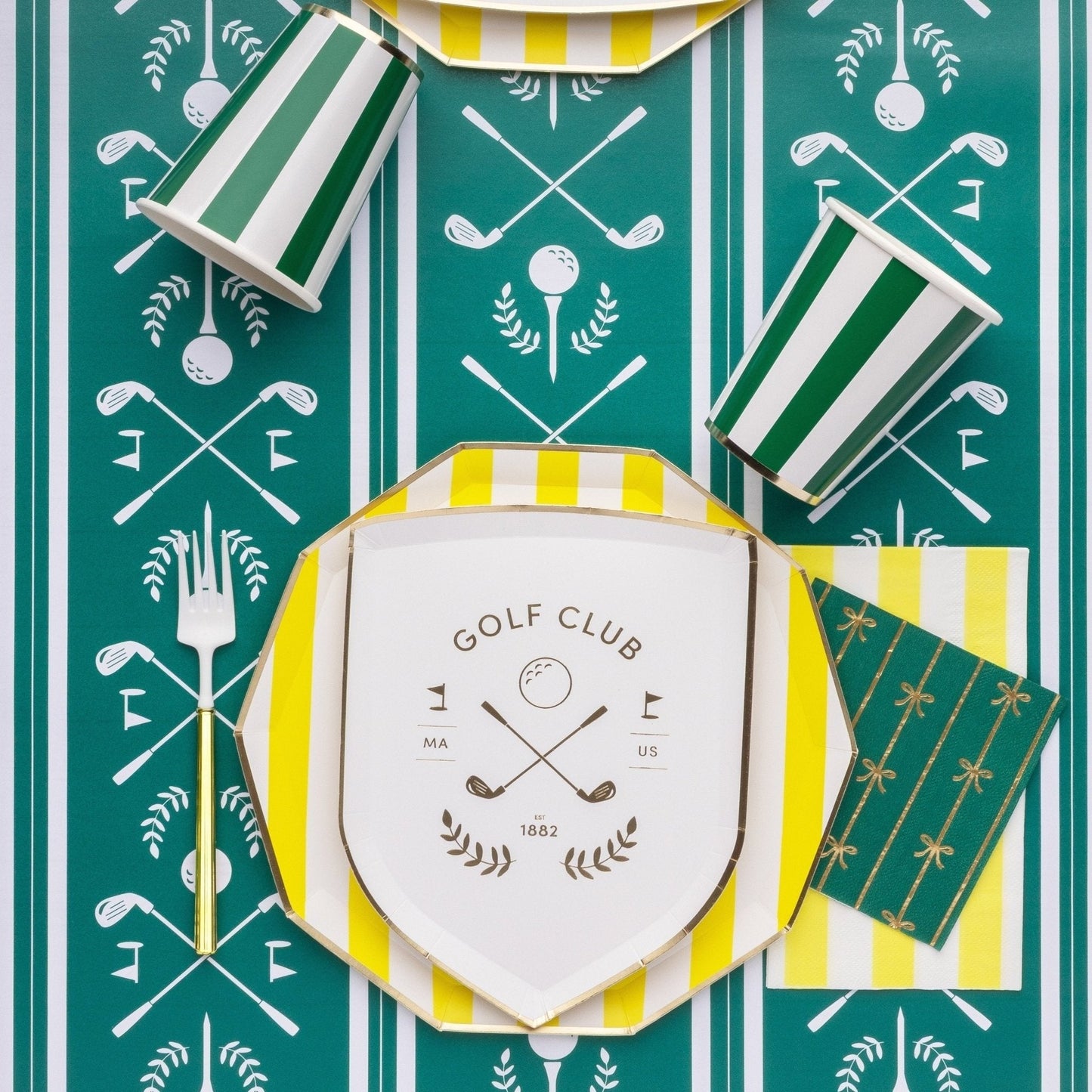 Emerald Green Signature Cabana Stripe Cups