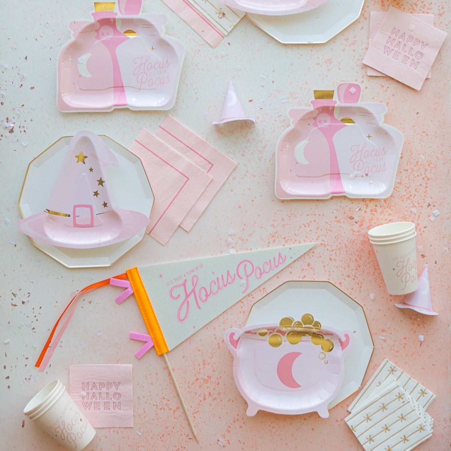 Happy Halloween Pink Cocktail Napkins