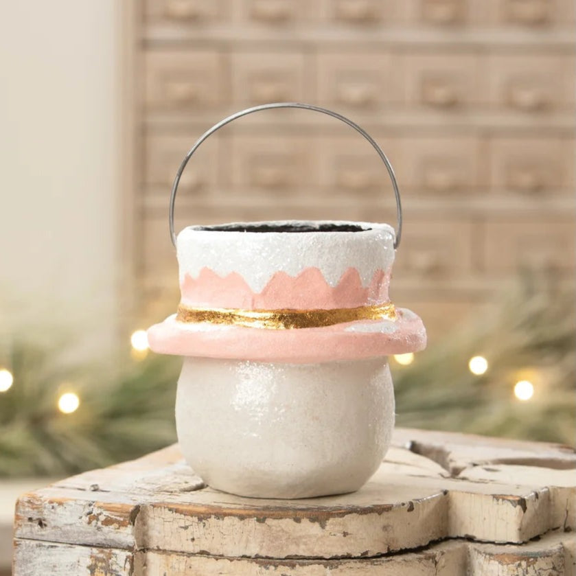 Bethany Lowe Pastel Holly Hat Snowman - Small