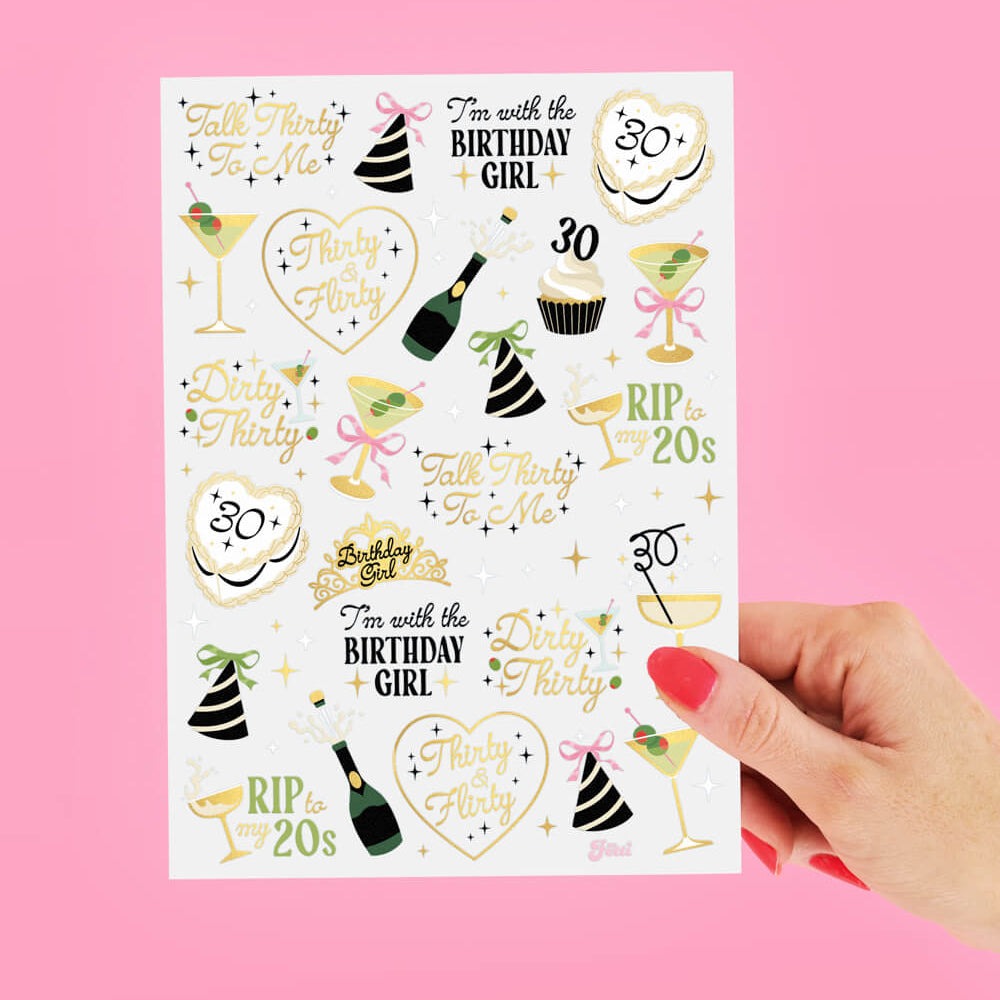 Dirty 30 Birthday Temporary Tattoos