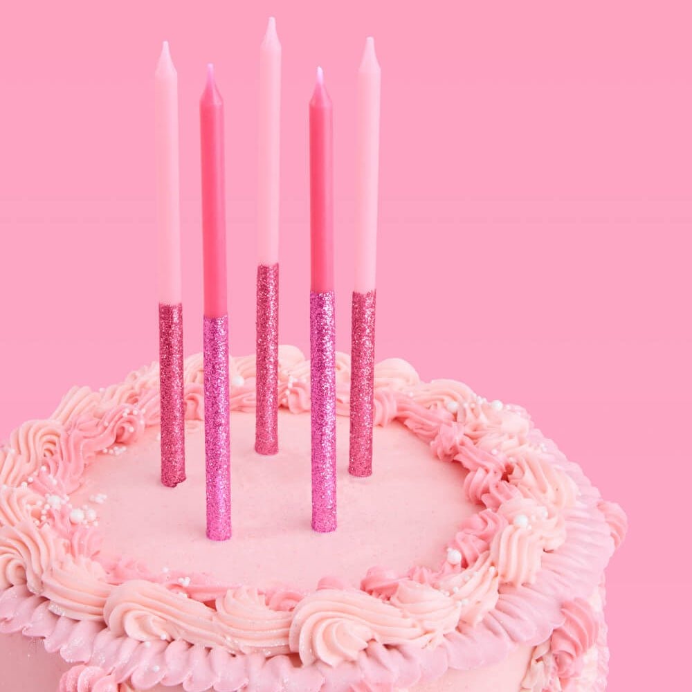 Shades of Pink Glitter Birthday Candles