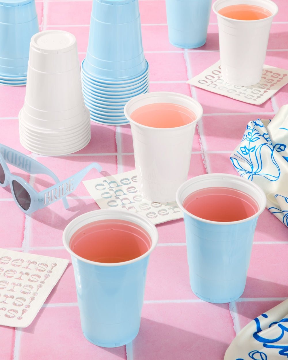 White and Blue Plastic Cups