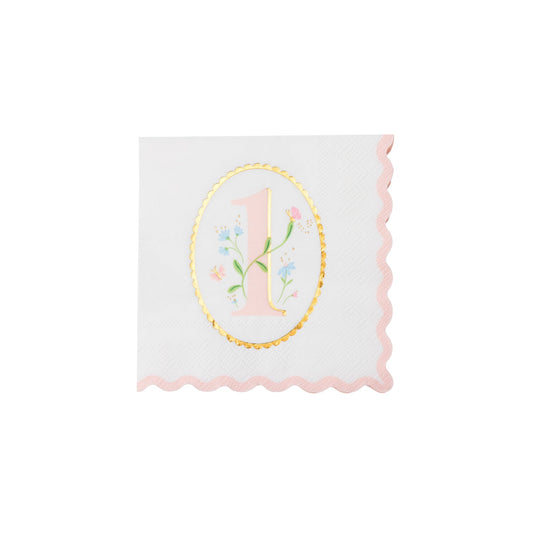 1st Birthday Petal Pink Small Napkins