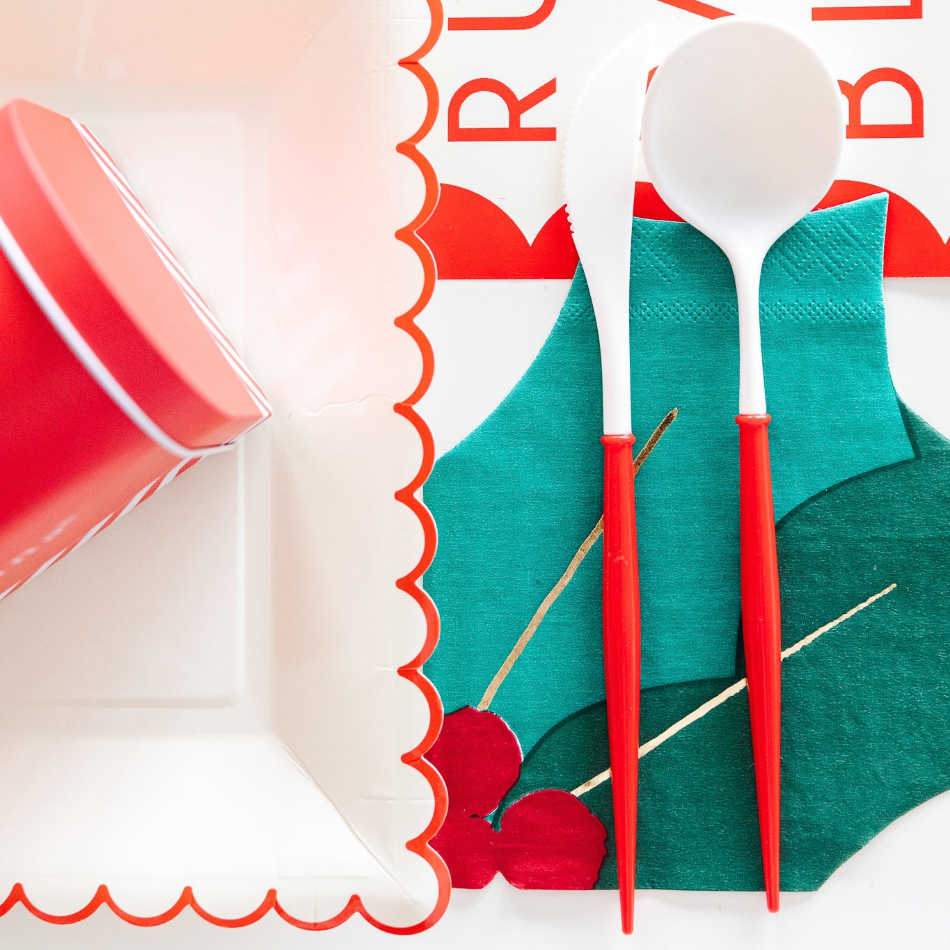 Fancy Red and White Cutlery