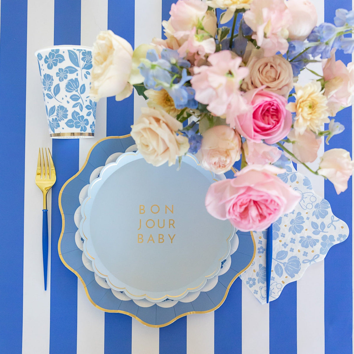 Belle Blue Elegant Floral Cups