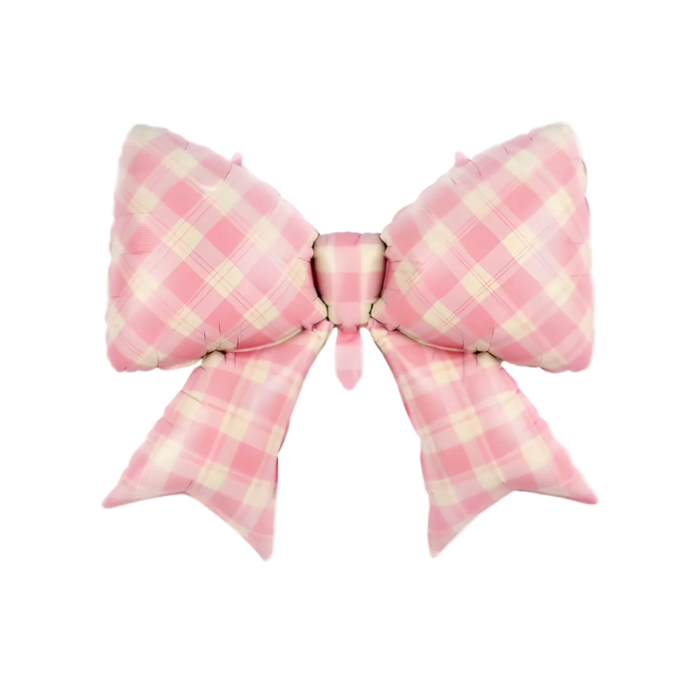 Gingham Pink Bow Foil Balloon
