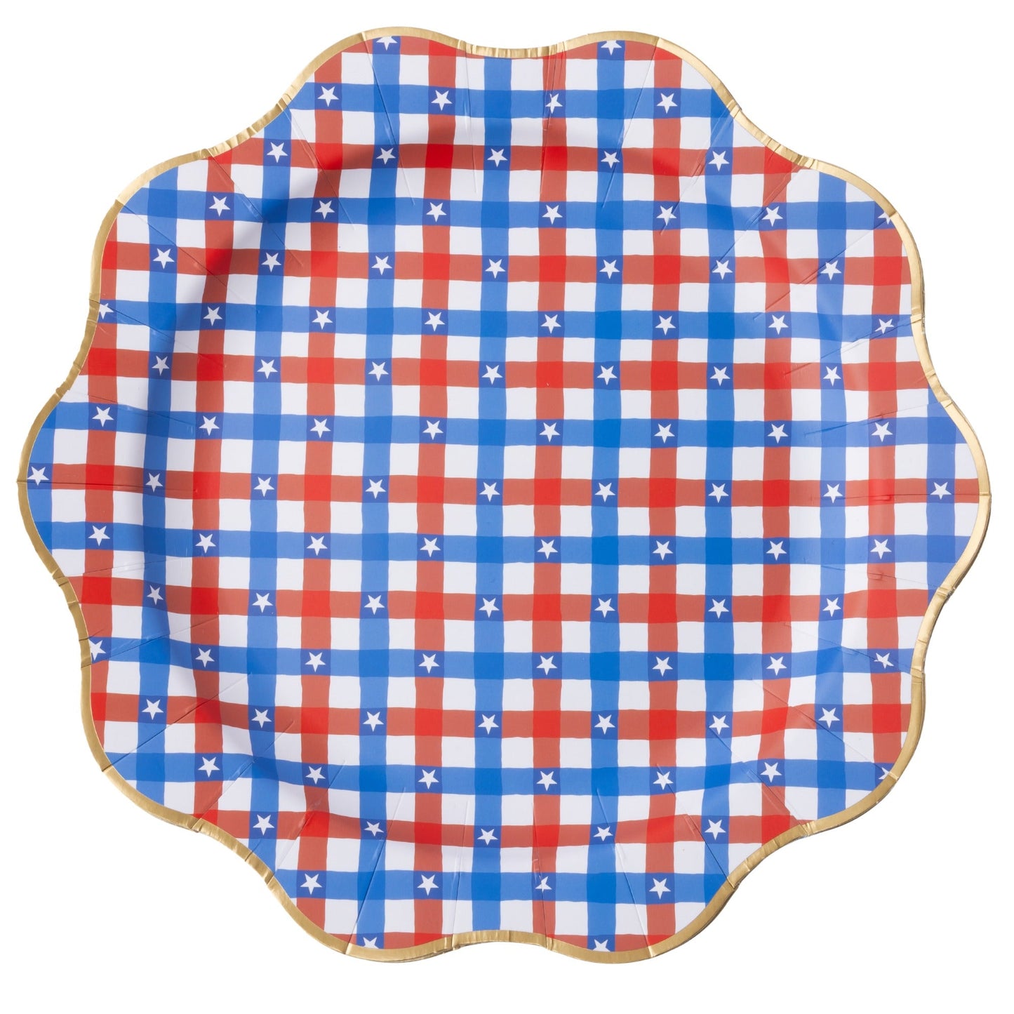 Red & Blue Gingham Star Dinner Plates