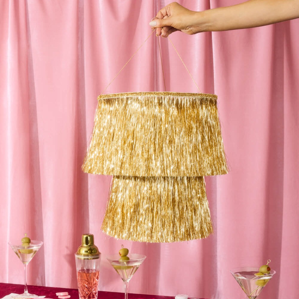 Gold Fringe Chandelier Decoration
