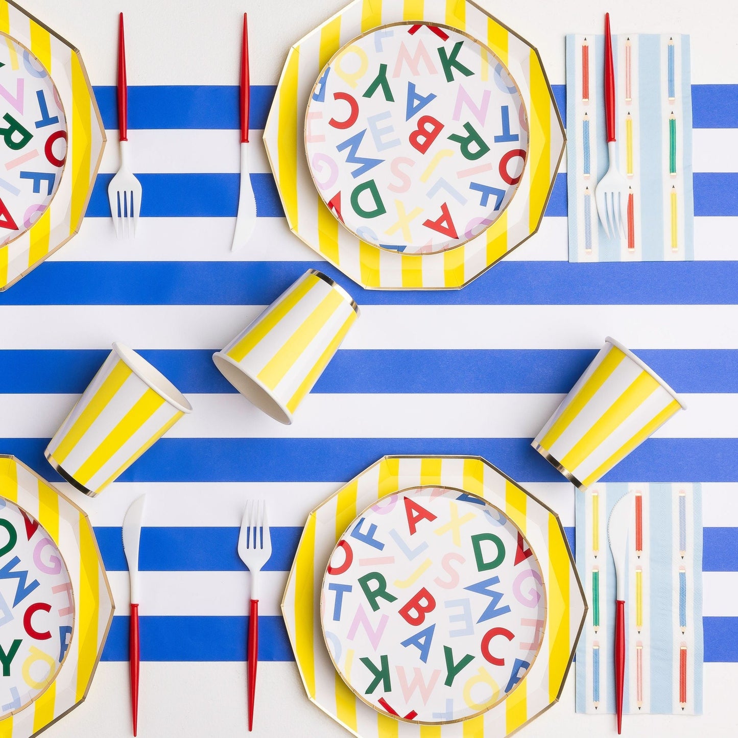 Soleil Yellow Signature Cabana Stripe Cups