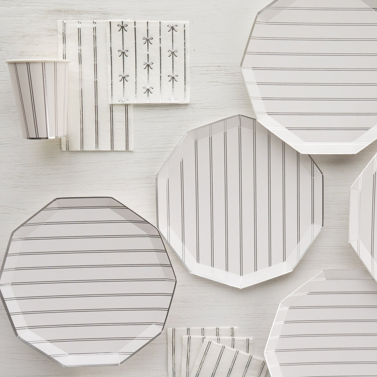 Silver Signature Stripe Cups