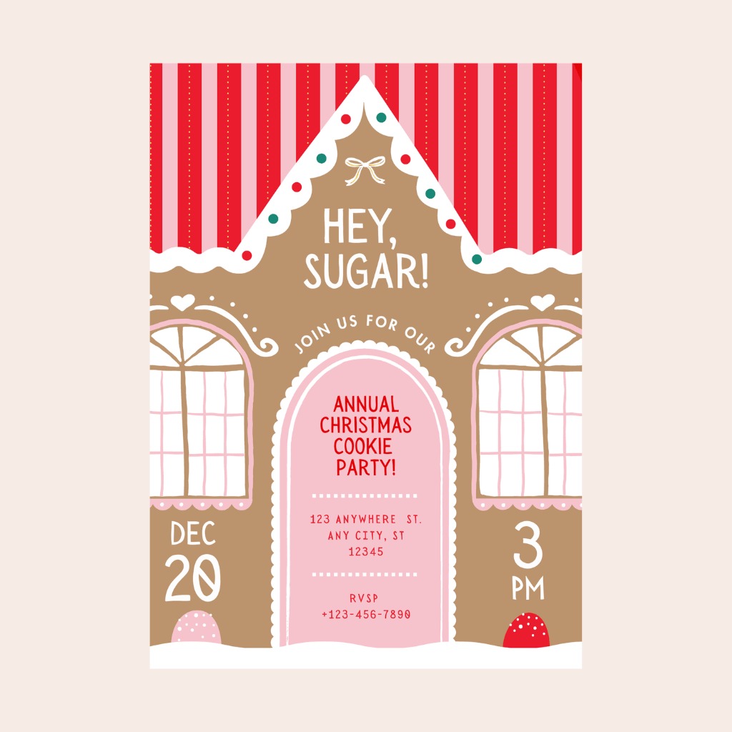 Sweet Gingerbread Christmas Digital Party Invitation
