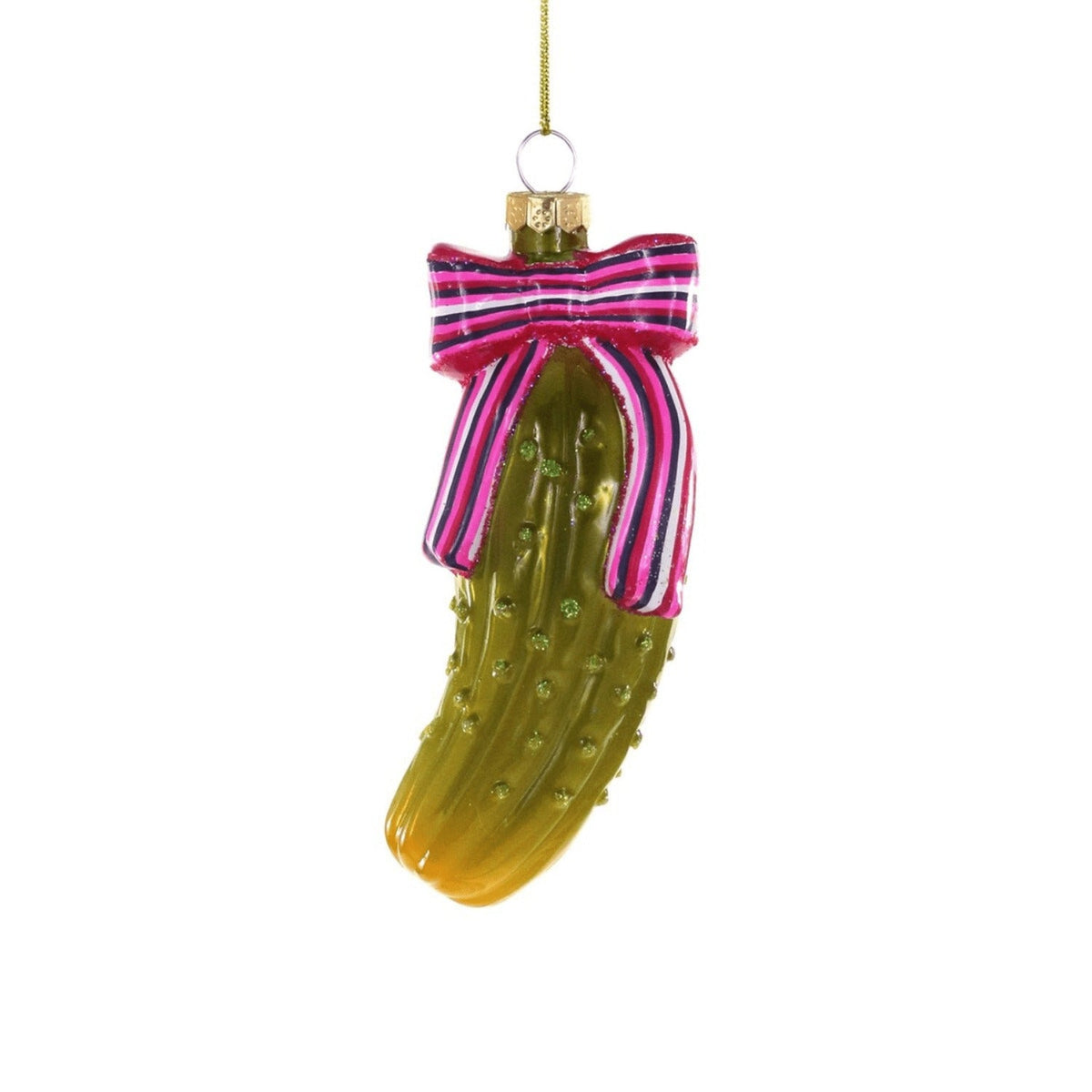 Pickle with Bow Glass Ornament by Cody Foster