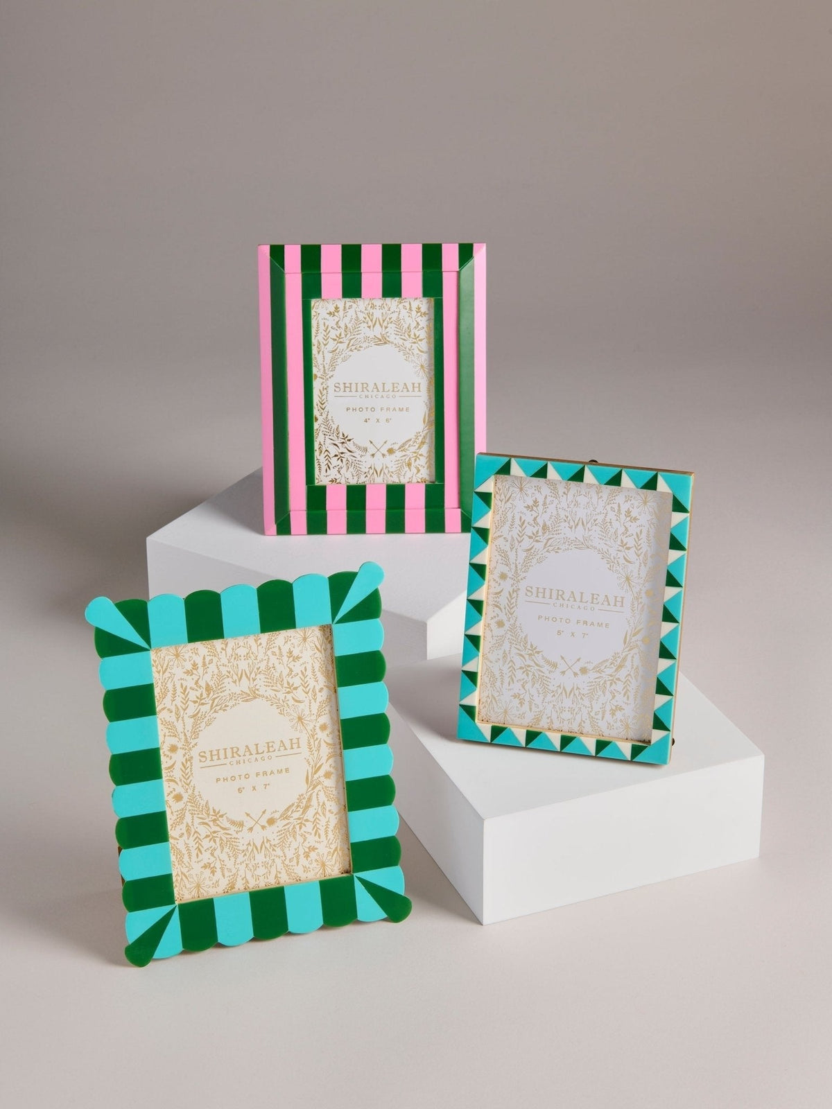 Shiraleah Viva 5" x 7" Triangle Pattern Picture Frame, Turquoise