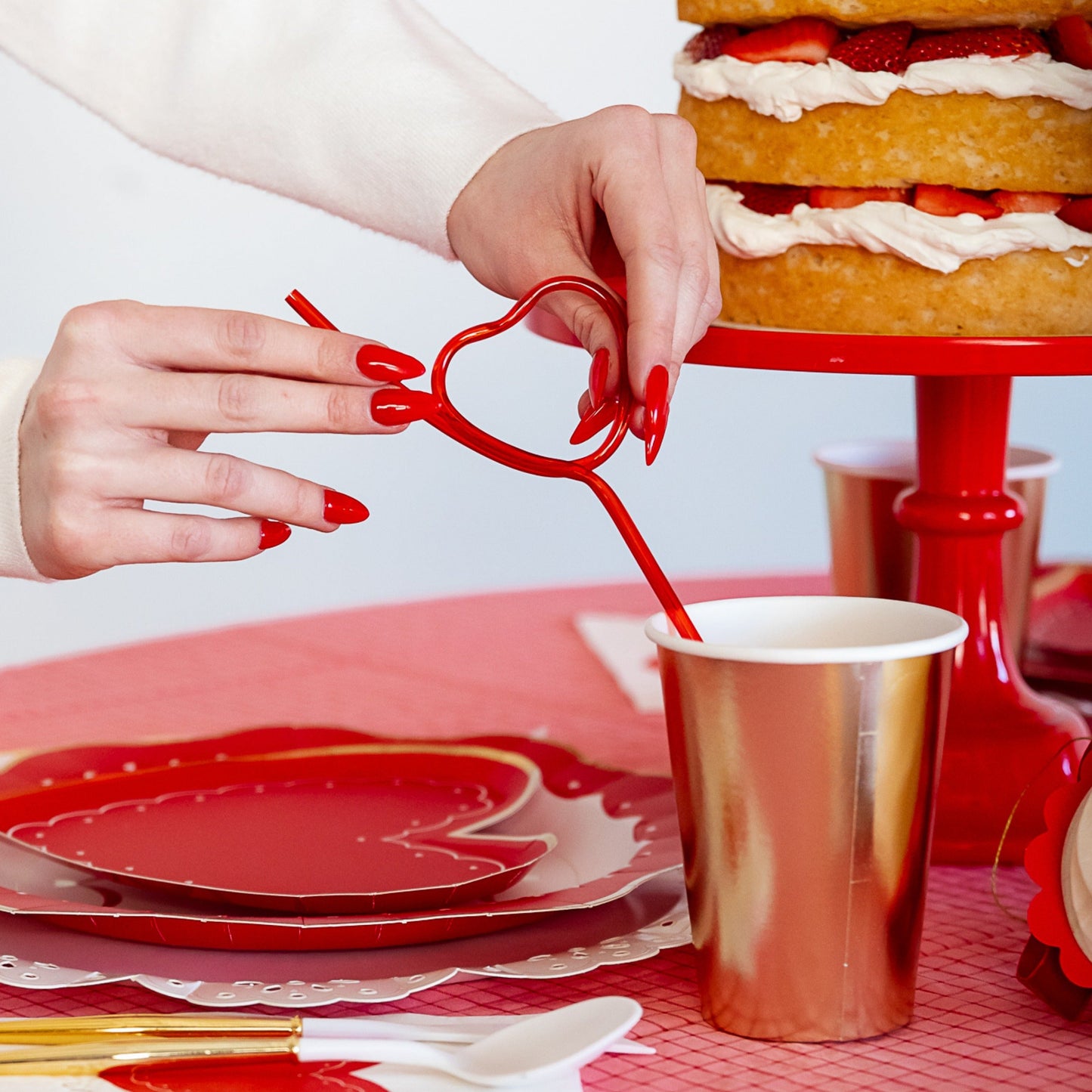 Red Heart Valentine's Day Party Straw