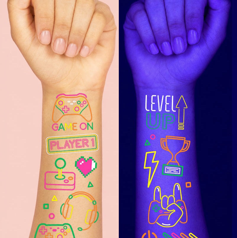 Neon Gamer Temporary Tattoos
