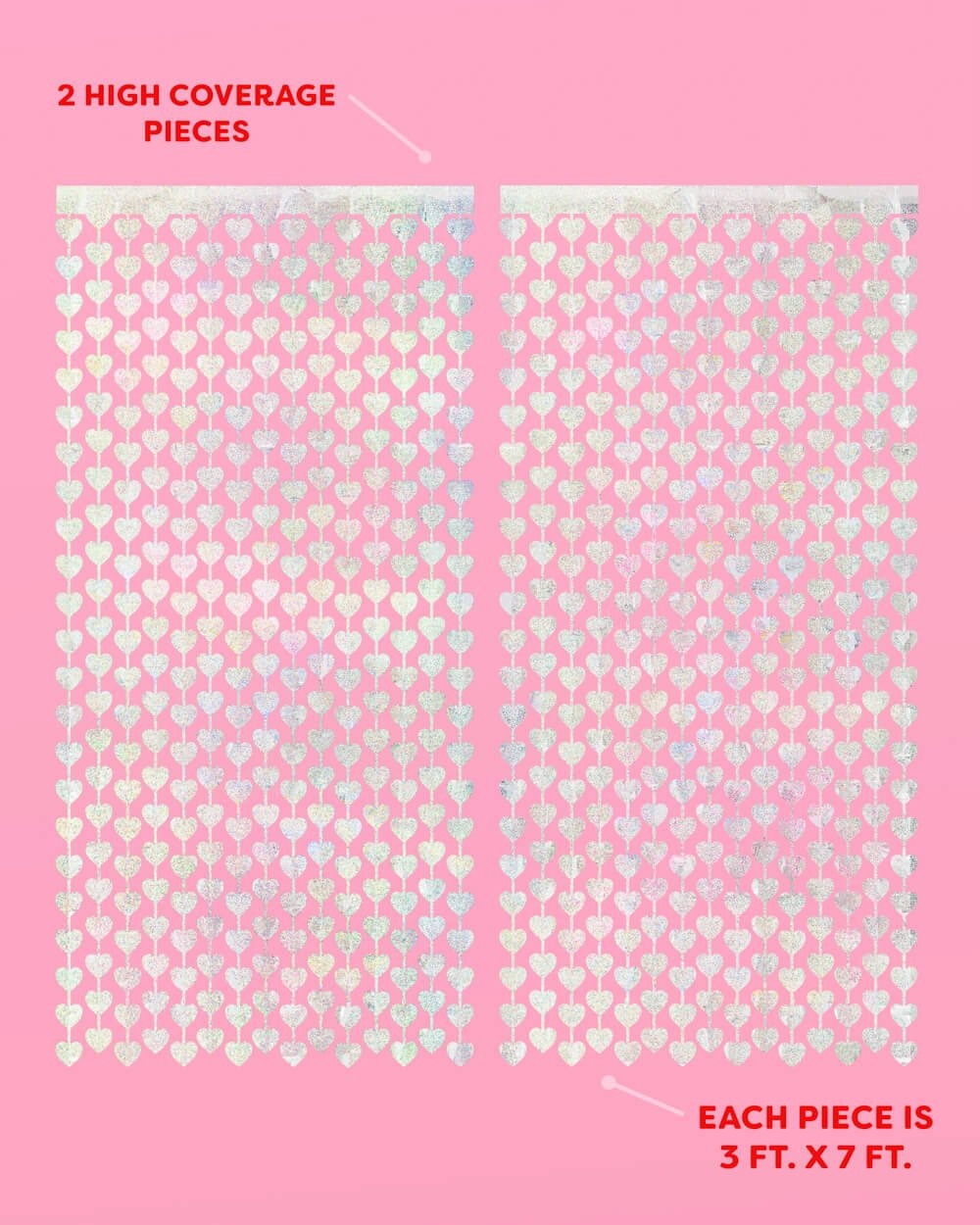 Iridescent Silver Heart Curtain Backdrop
