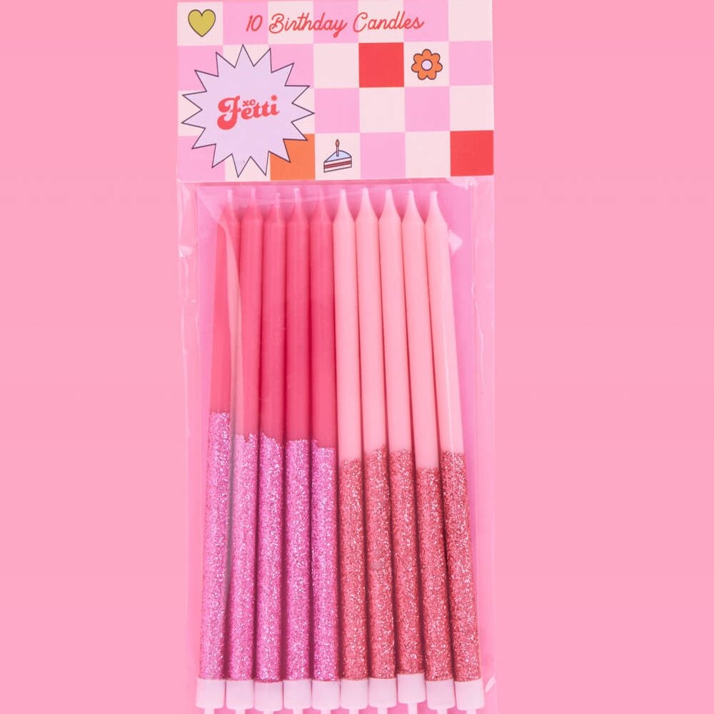 Shades of Pink Glitter Birthday Candles