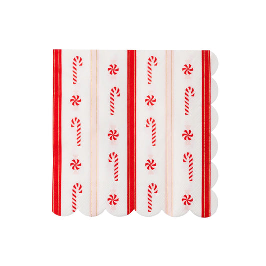 Christmas Peppermint Candy Large Scalloped Napkins