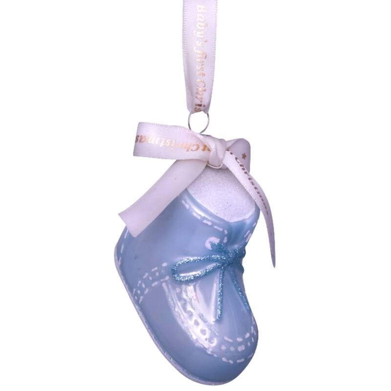 Blue Baby Snow Boot Glass Ornament