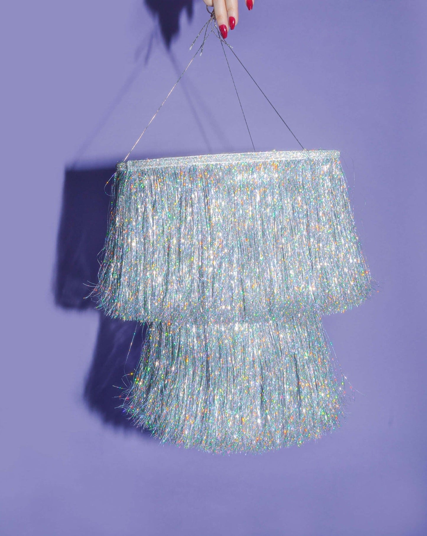 Silver Fringe Chandelier Decoration