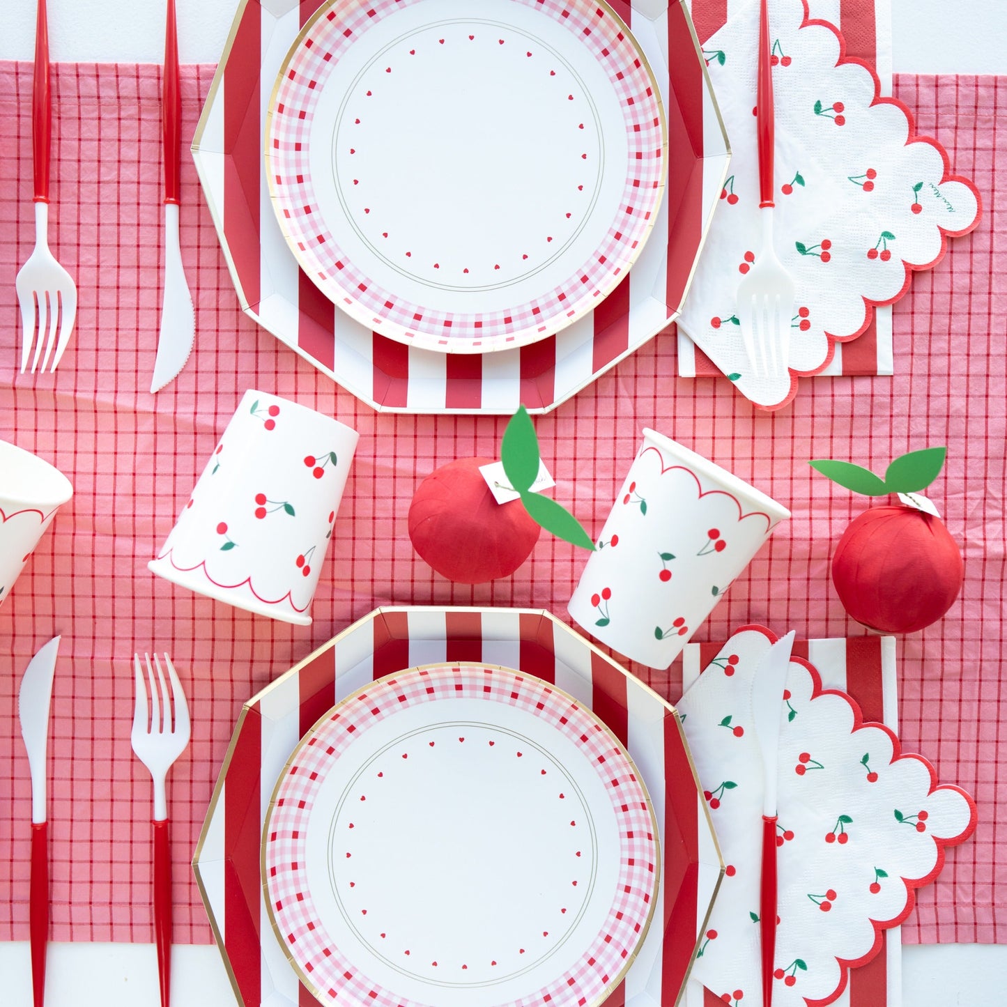Cherry Red Signature Cabana Stripe Guest Towels