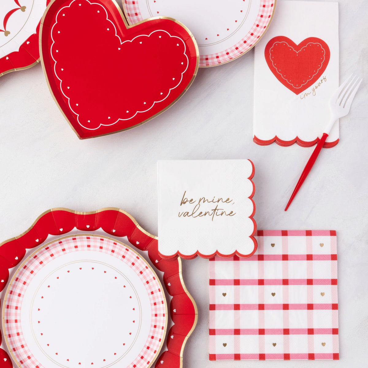 Elegant Valentine Plaid Dinner Napkins