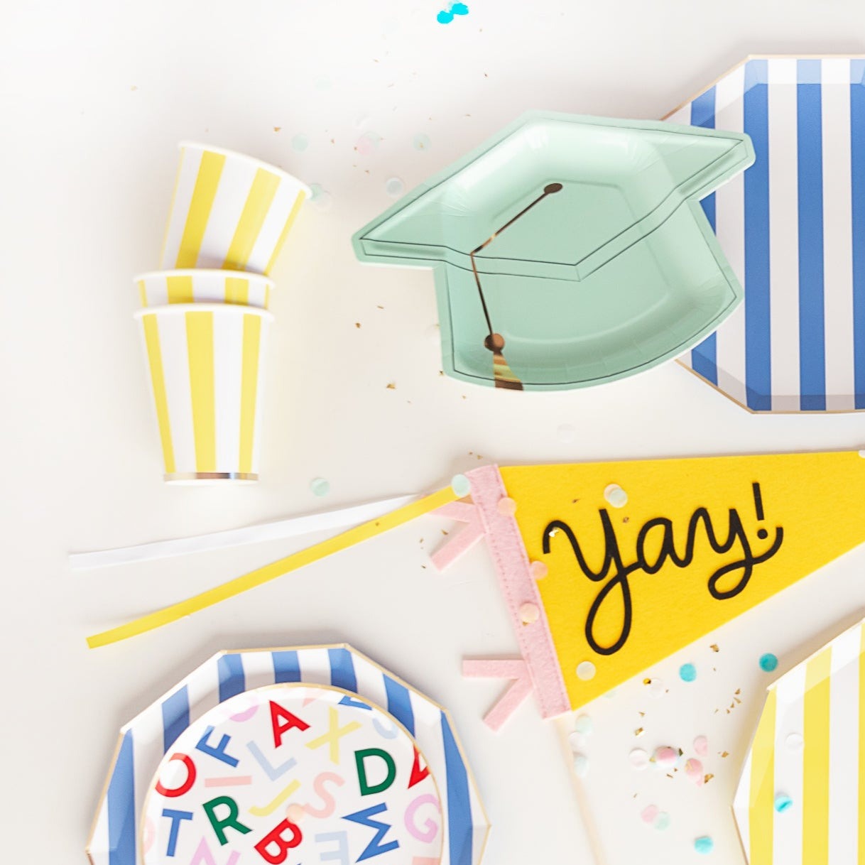 Soleil Yellow Signature Cabana Stripe Cups