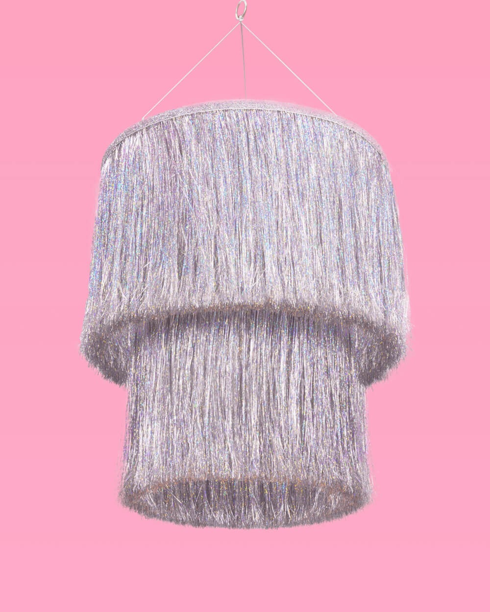 Silver Fringe Chandelier Decoration