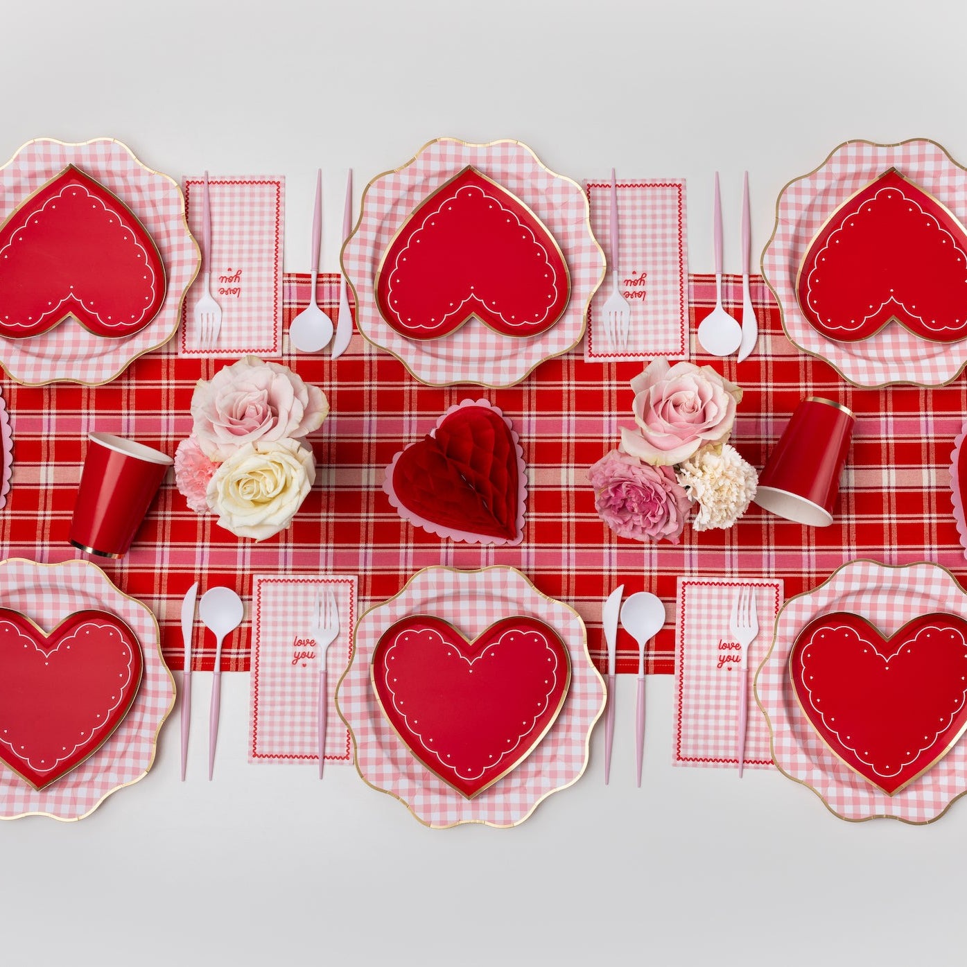 Gingham Valentine's Day Guest Towels