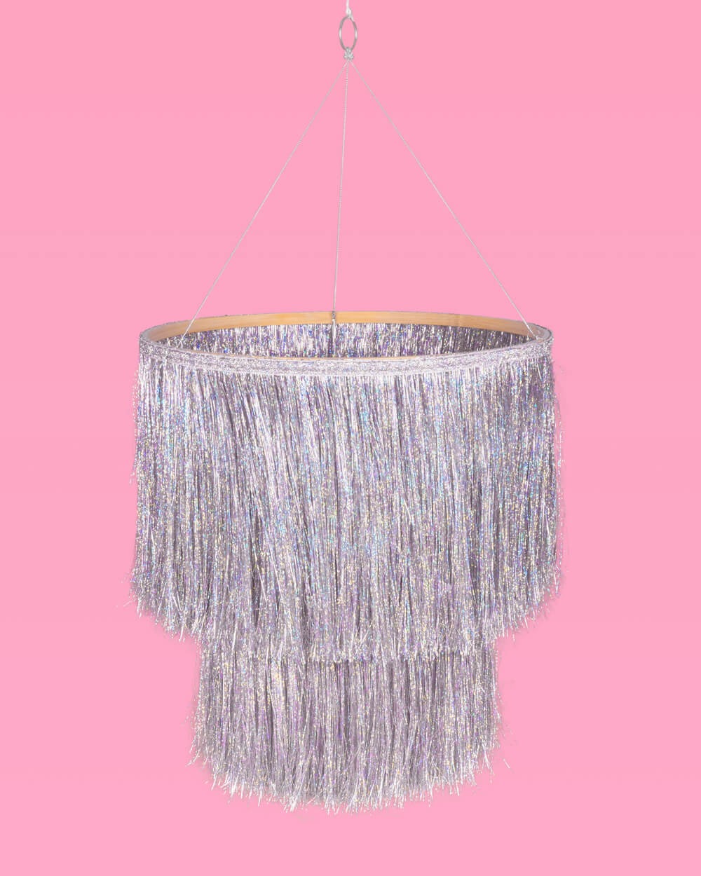 Silver Fringe Chandelier Decoration