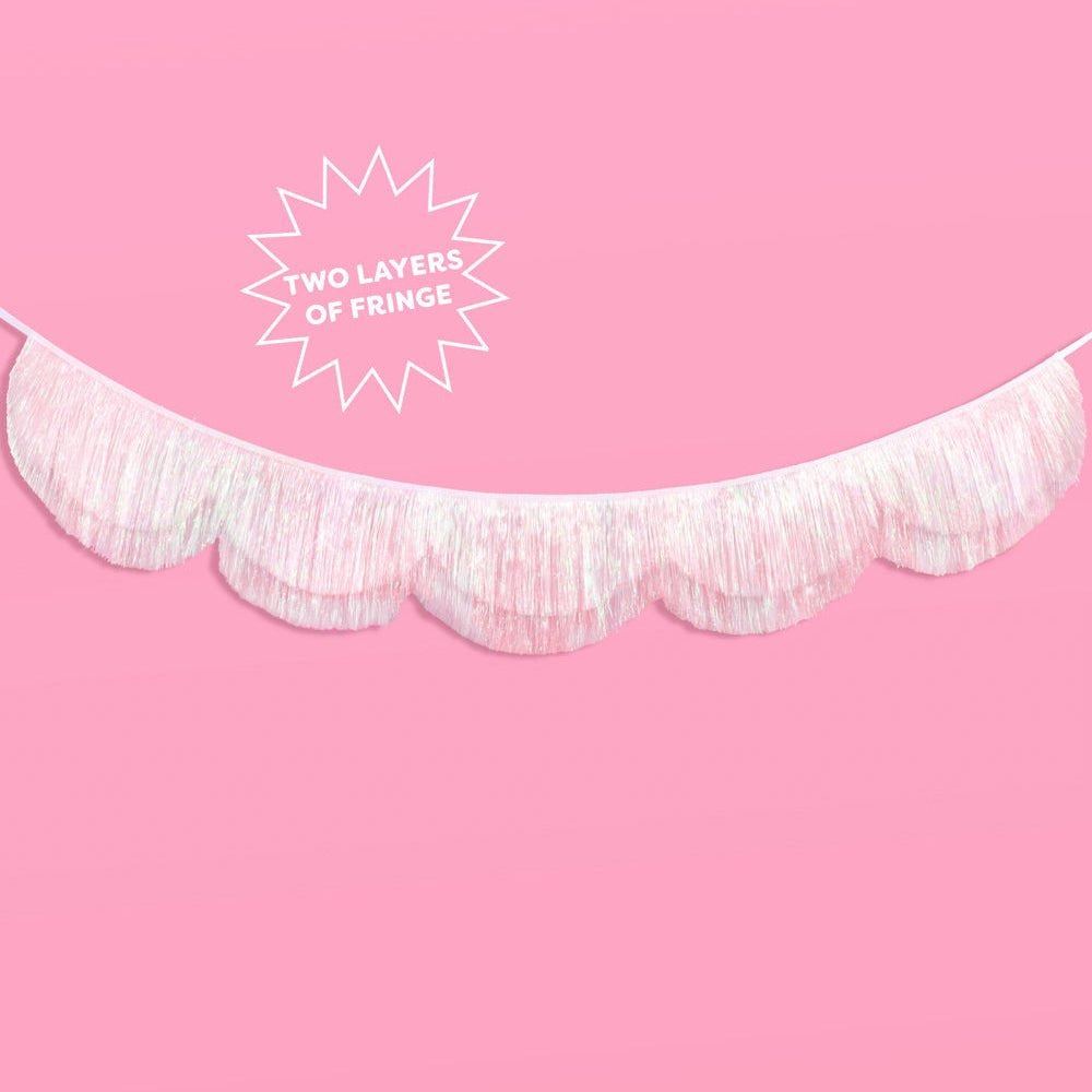 White Scalloped Fringe Banner