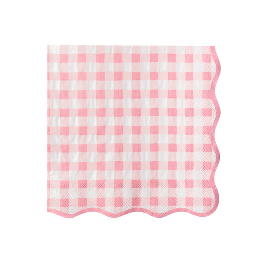 Elegant Petal Pink Gingham Dinner Napkins