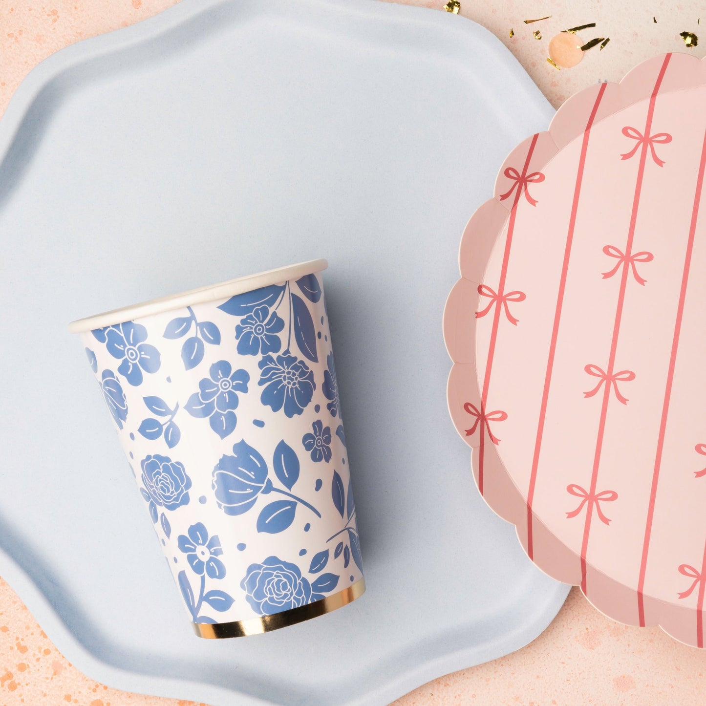 Belle Blue Elegant Floral Cups