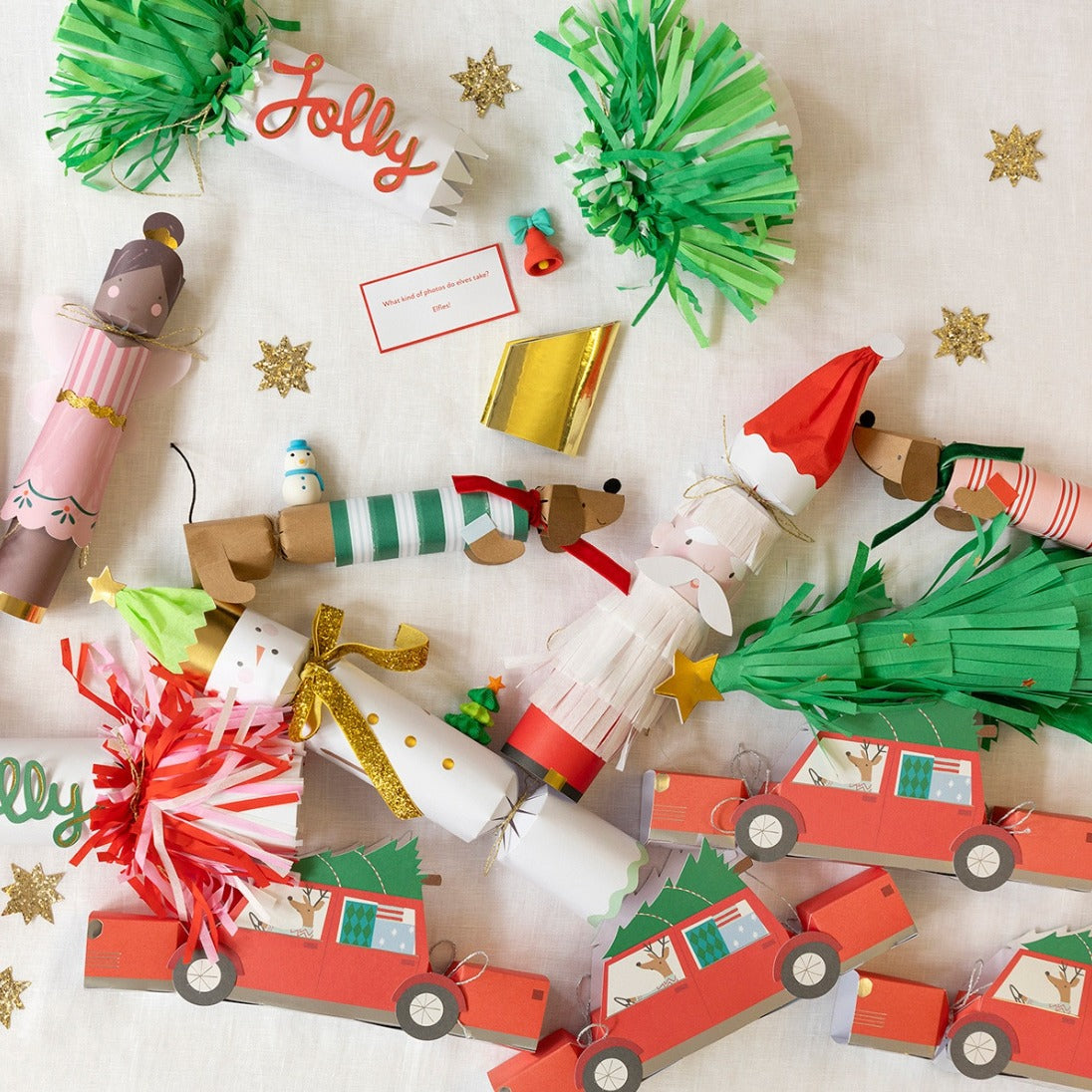 Santa, Reindeer, and Tree Crackers