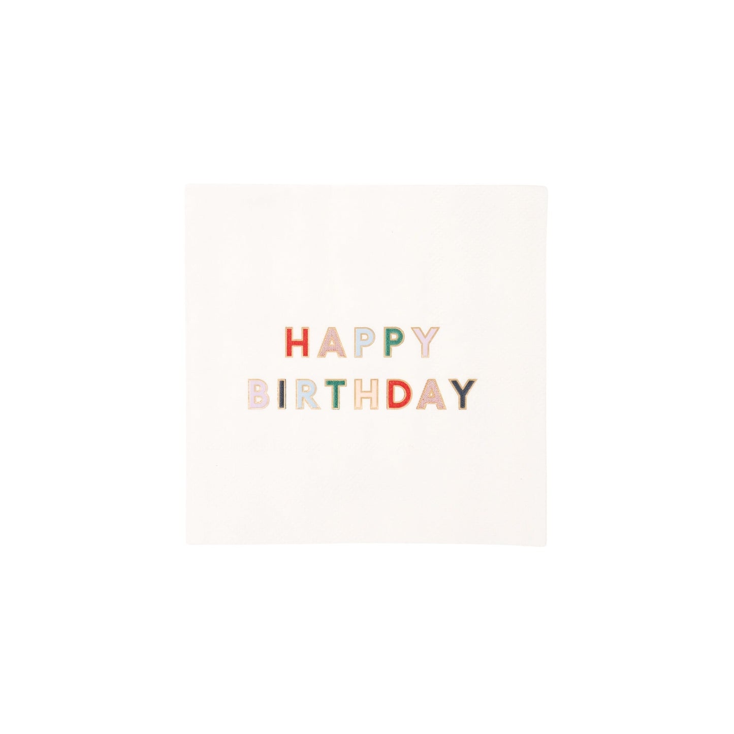 Blanc White Signature Happy Birthday Cocktail Napkins