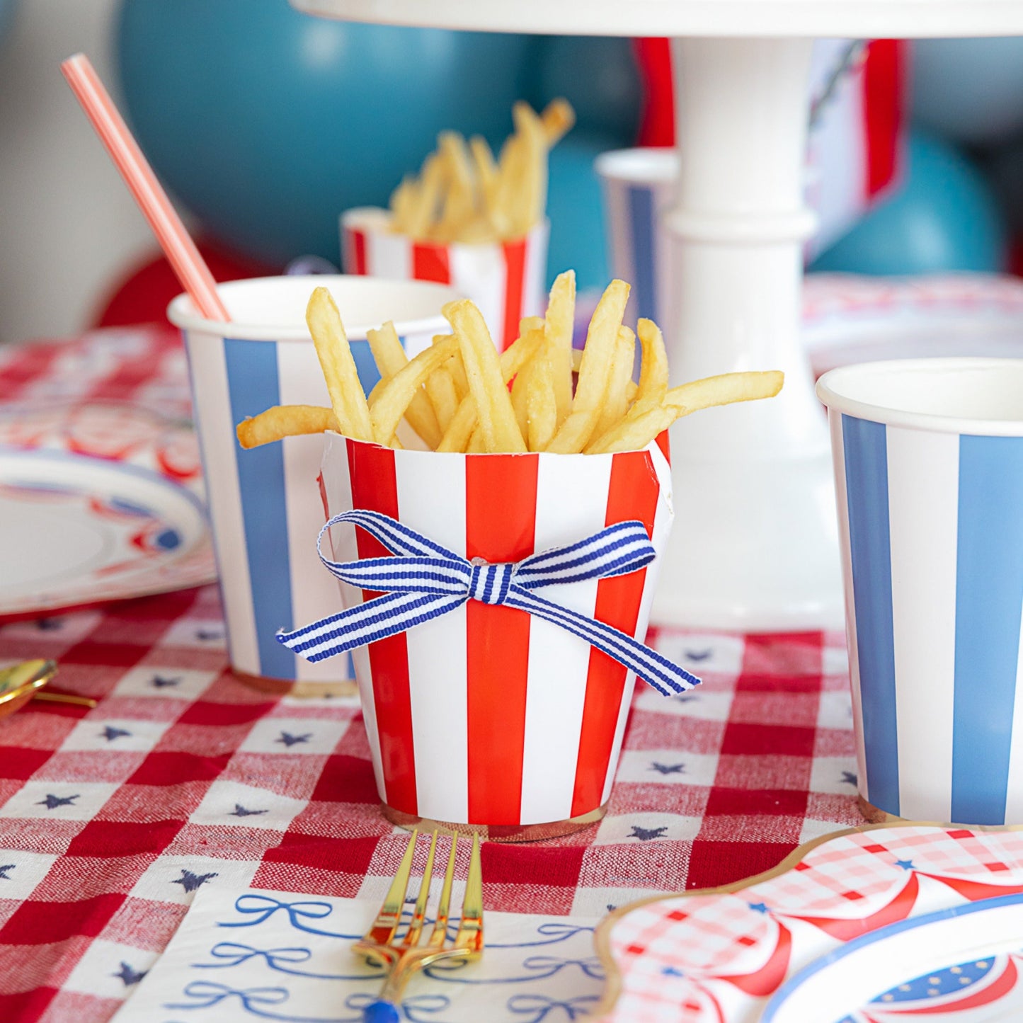 Cherry Red Signature Cabana Stripe Cups