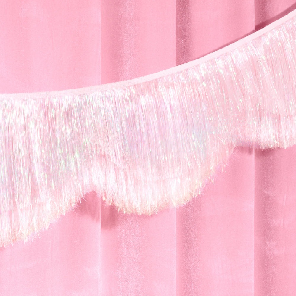 White Scalloped Fringe Banner