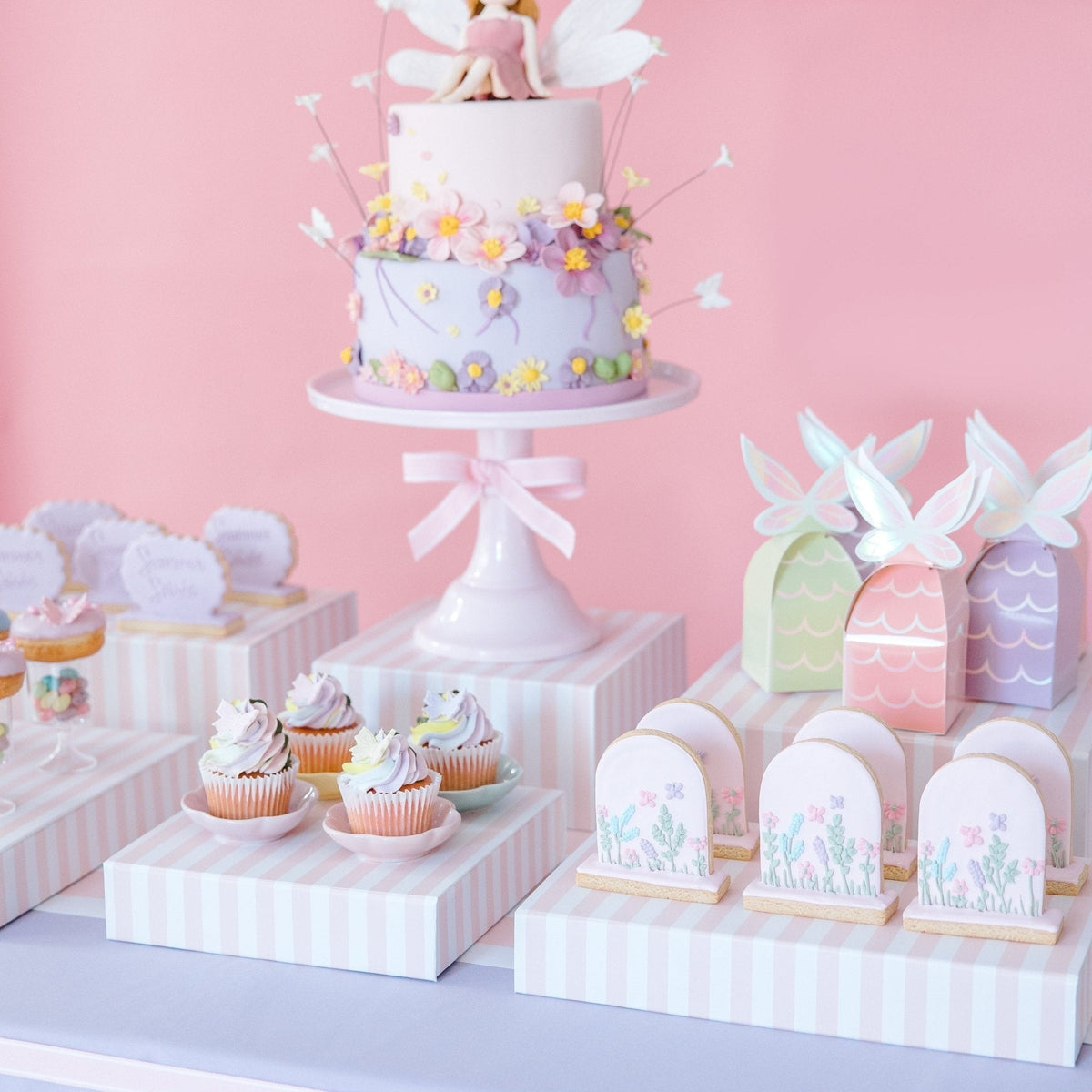 Petal Pink Cabana Stripe Display Box Risers